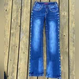 Women's Blue Jeans with Embroidered Detail